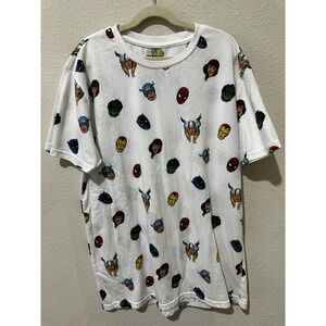 Marvel All Over Print Graphic T-Shirt White Avengers Spider-Man Hulk Men's  Med